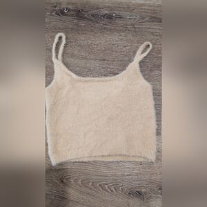 Kendall & Kylie Cream Fuzzy Camisole Sz S